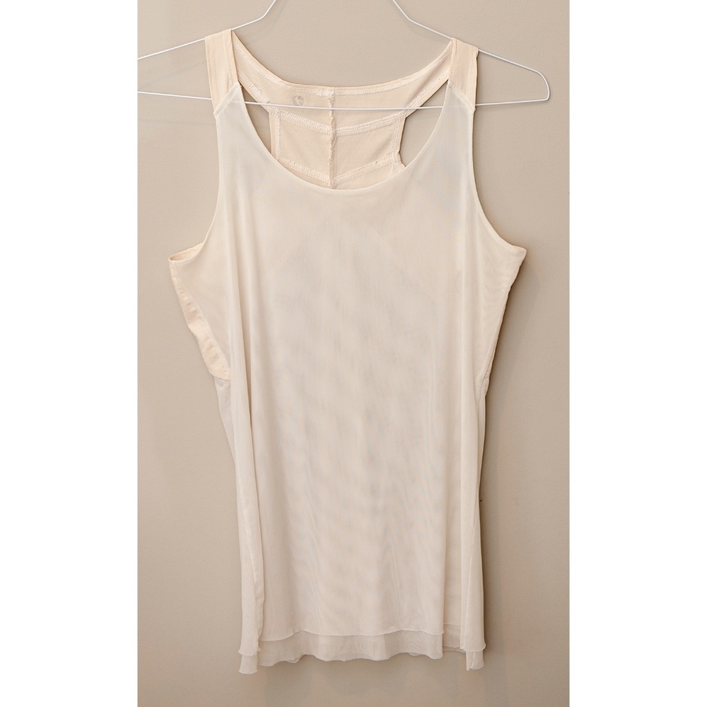 Oiselle Farrow Mesh Tank Top, Ivory, 6